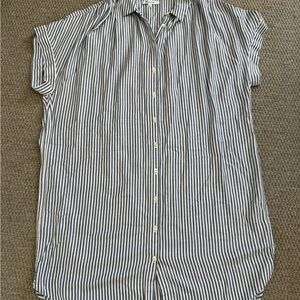 Madewell Navy and White Striped Casual Shirtdress